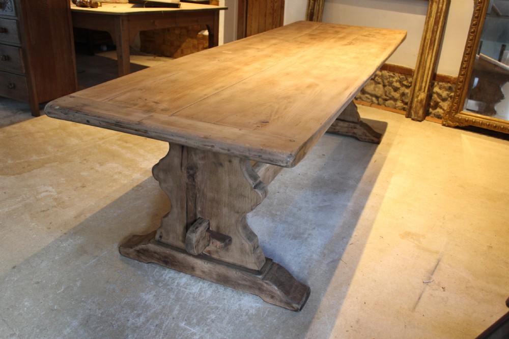 Table refectory French monastic Elm farmhouse dining c1900 View X