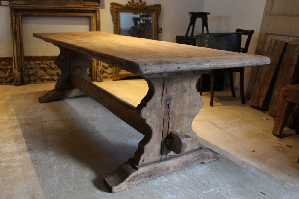 Table refectory French monastic Elm farmhouse dining c1900 View XV