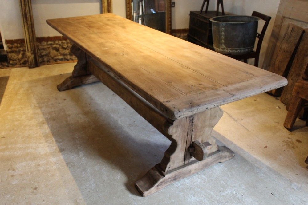 Table refectory French monastic Elm farmhouse dining c1900 View XVI