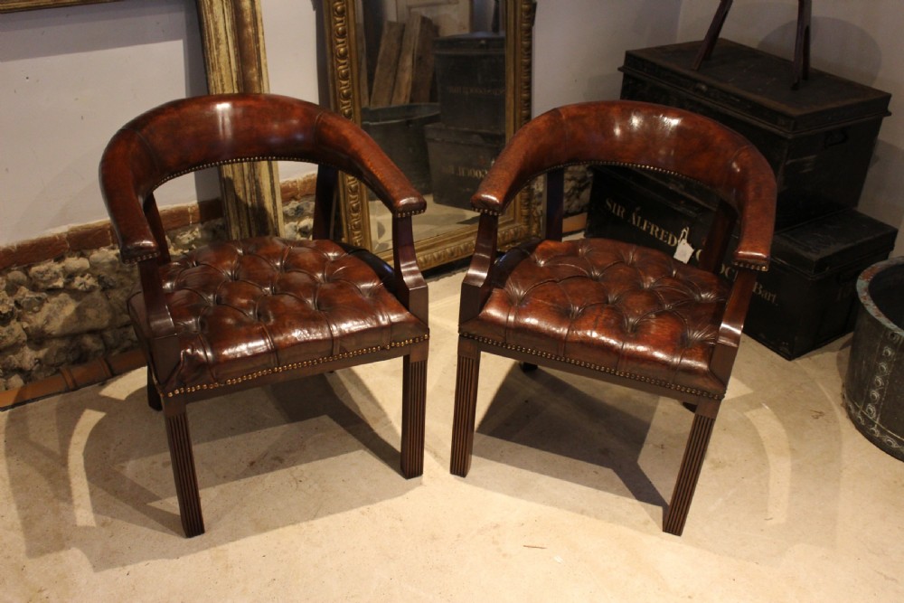 Chairs pair of outstanding library or desk chairs c1910