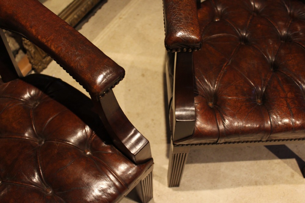 Chairs pair of outstanding library or desk chairs c1910 View VII