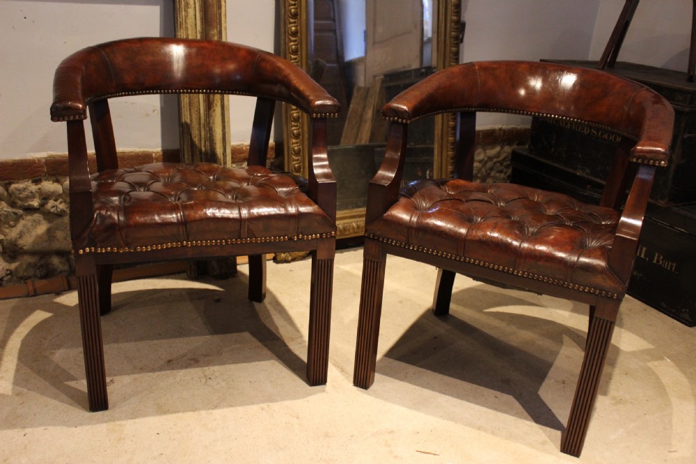Chairs pair of outstanding library or desk chairs c1910 View VIII
