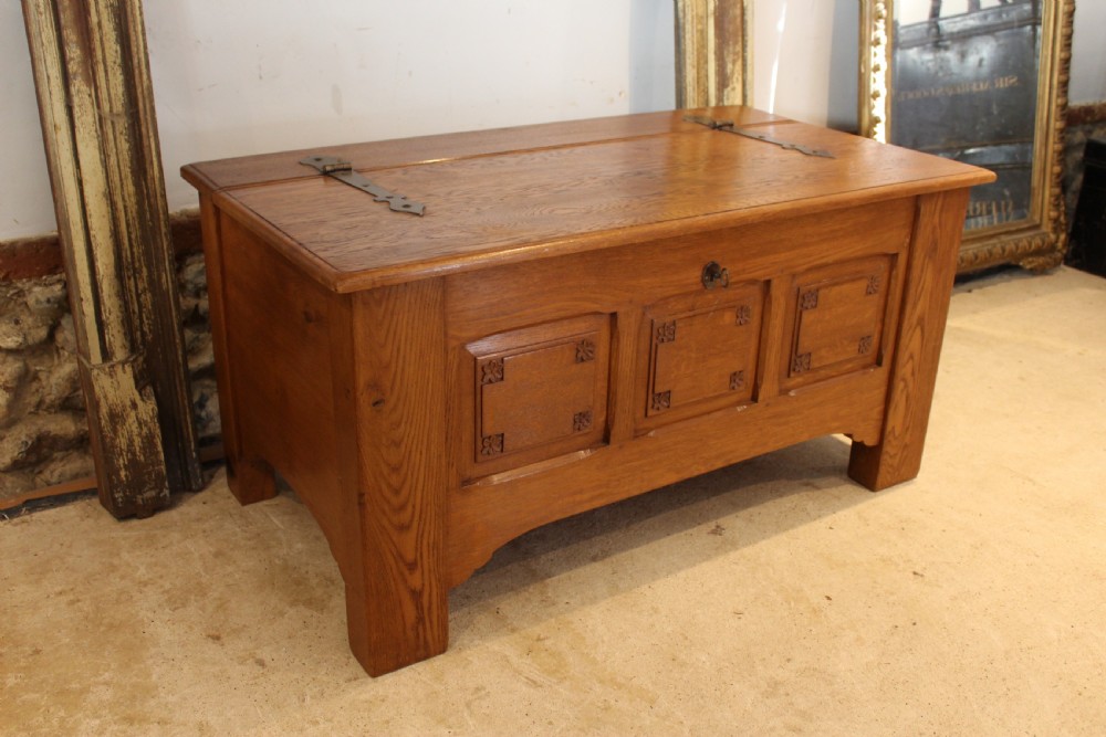 Coffer chest Arts and Crafts Oak Cotswold school c1940
