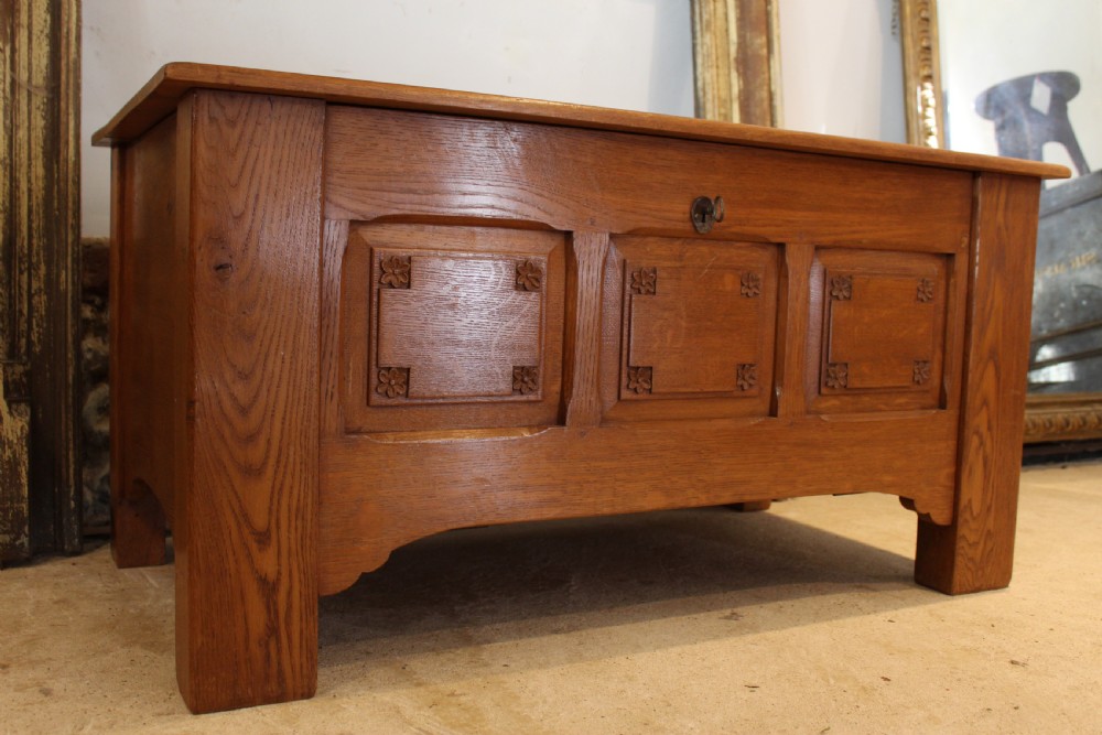 Coffer chest Arts and Crafts Oak Cotswold school c1940 View II