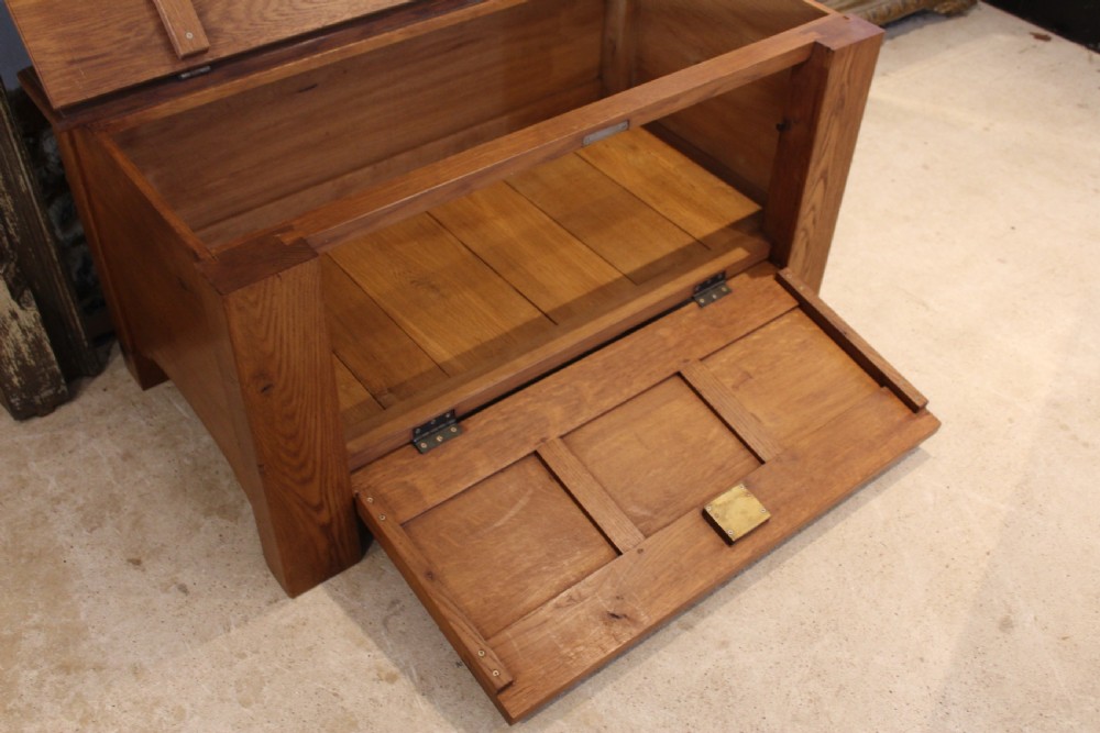 Coffer chest Arts and Crafts Oak Cotswold school c1940 View IX
