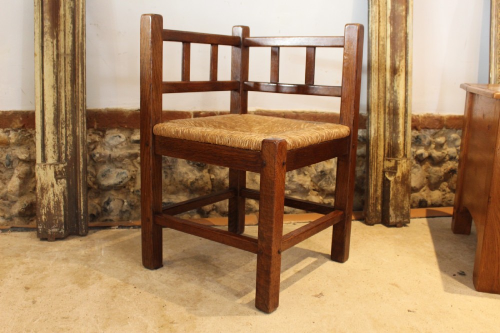 Chair rare Cotswold school arts and Crafts Oak corner c1920 View II