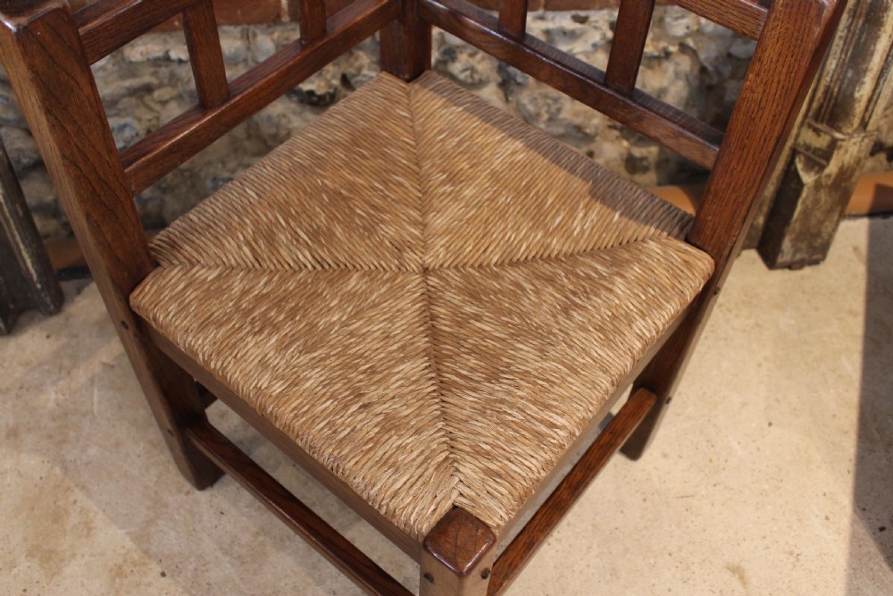 Chair rare Cotswold school arts and Crafts Oak corner c1920 View VIII