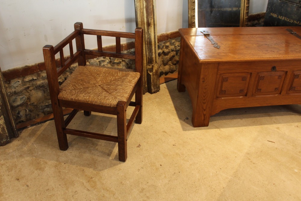 Chair rare Cotswold school arts and Crafts Oak corner c1920 View IX