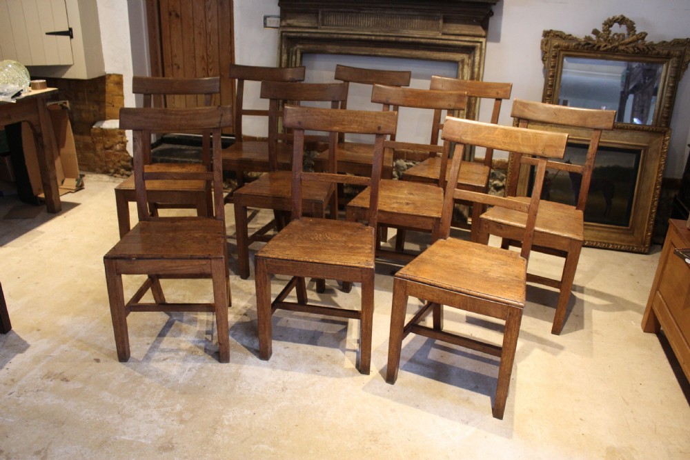 Chairs rare set of 10 Irish Oak Clogher Union Workhouse c1870