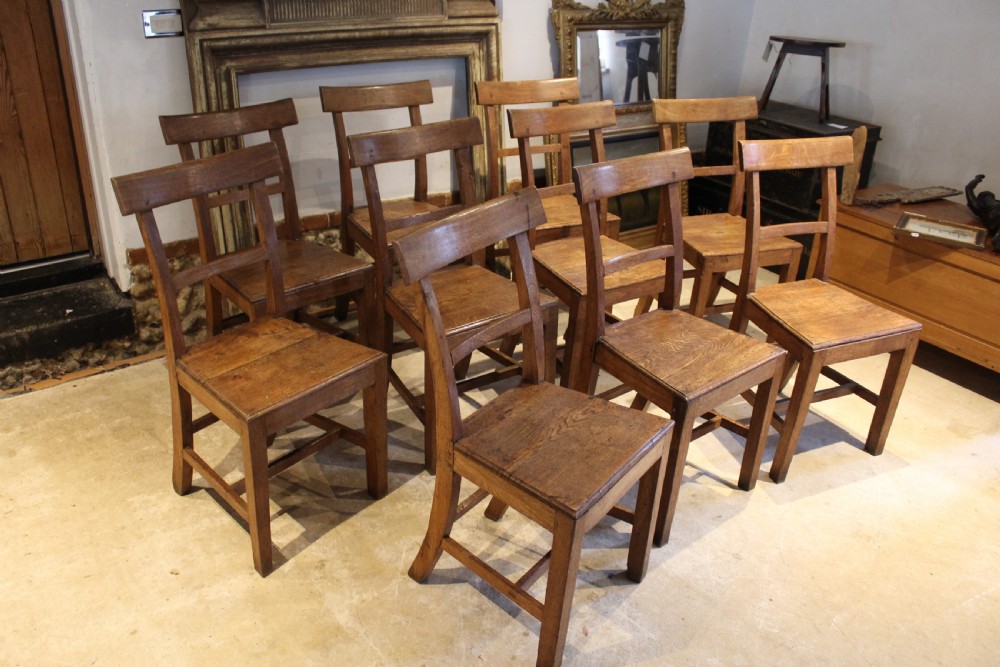 Chairs rare set of 10 Irish Oak Clogher Union Workhouse c1870 View II