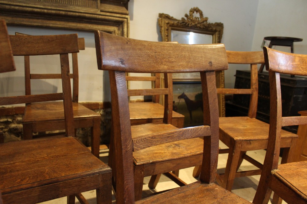 Chairs rare set of 10 Irish Oak Clogher Union Workhouse c1870 View III