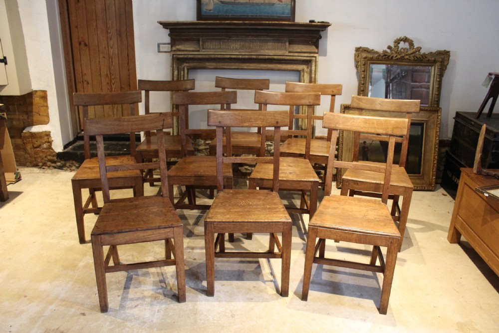 Chairs rare set of 10 Irish Oak Clogher Union Workhouse c1870 View IX