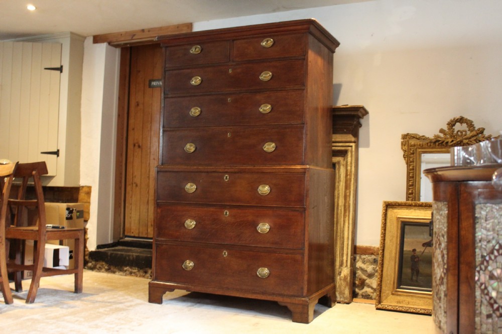 Chest of drawers Chest on Chest George III Oak c1780 View XV