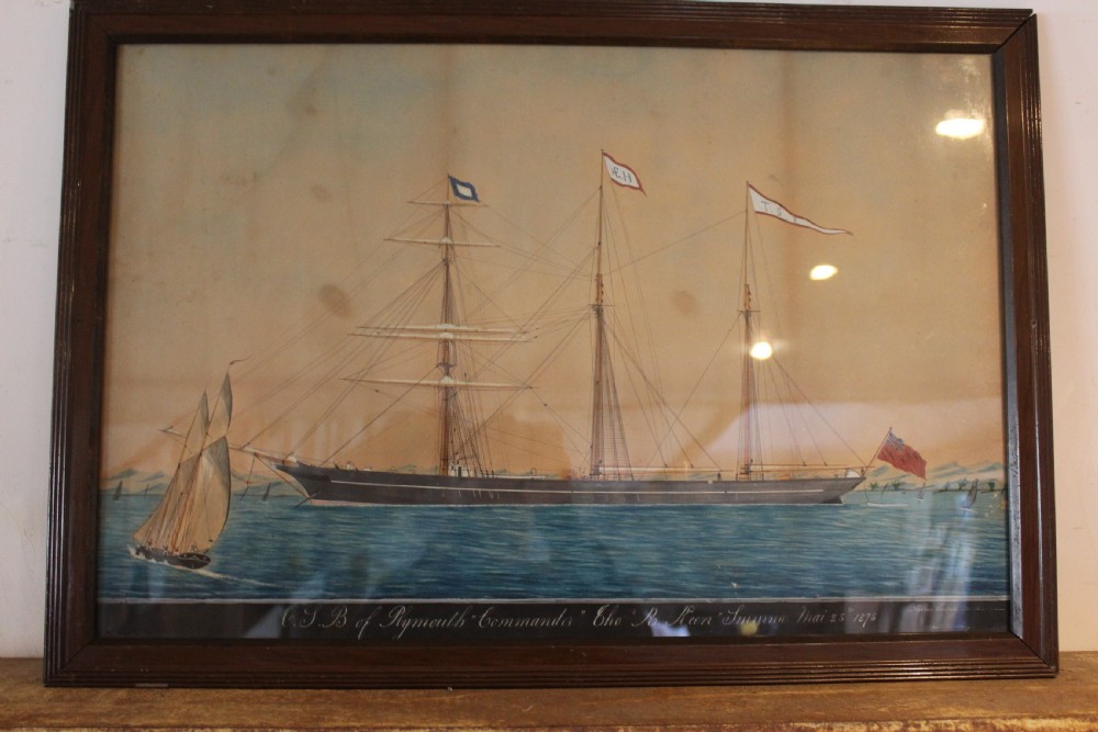 Water colour painting Victorian d1878 Maritime ship folk art