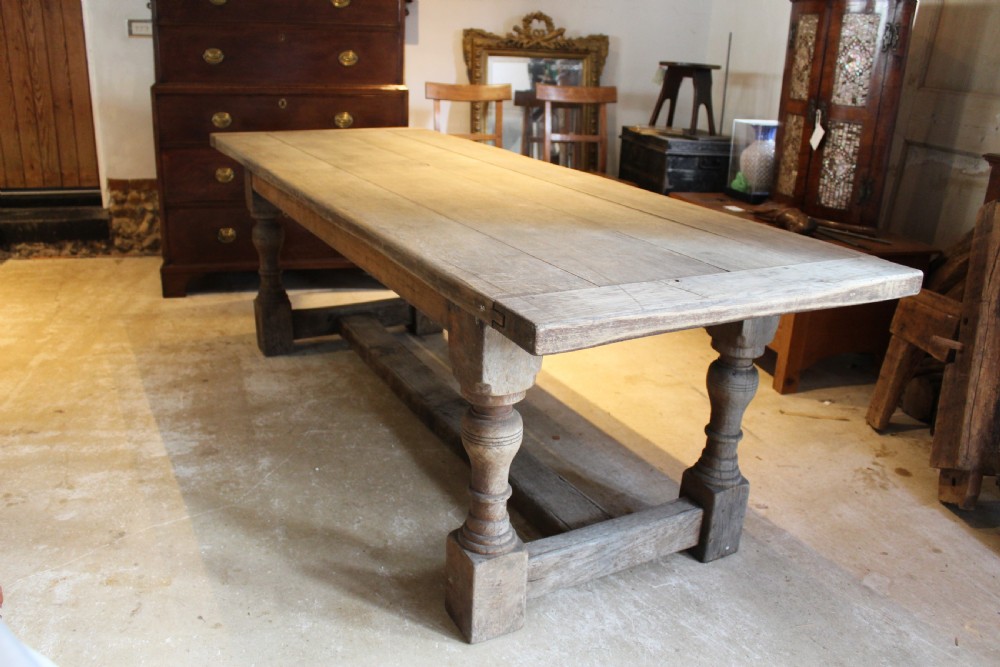 Table Oak refectory farmhouse dining French Monastic c1900 View II
