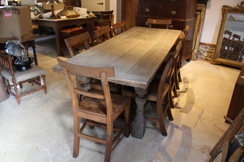 Table Oak refectory farmhouse dining French Monastic c1900 View V