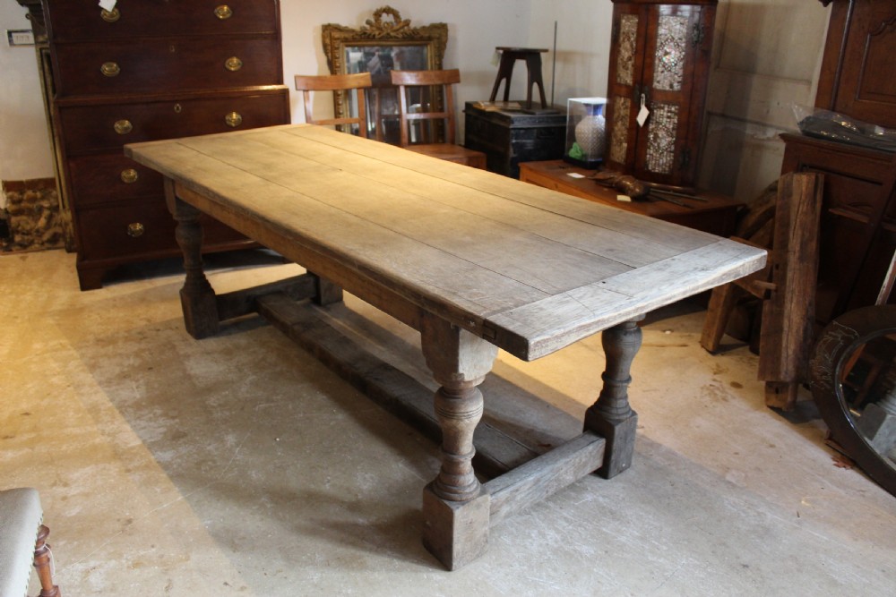 Table Oak refectory farmhouse dining French Monastic c1900 View IX