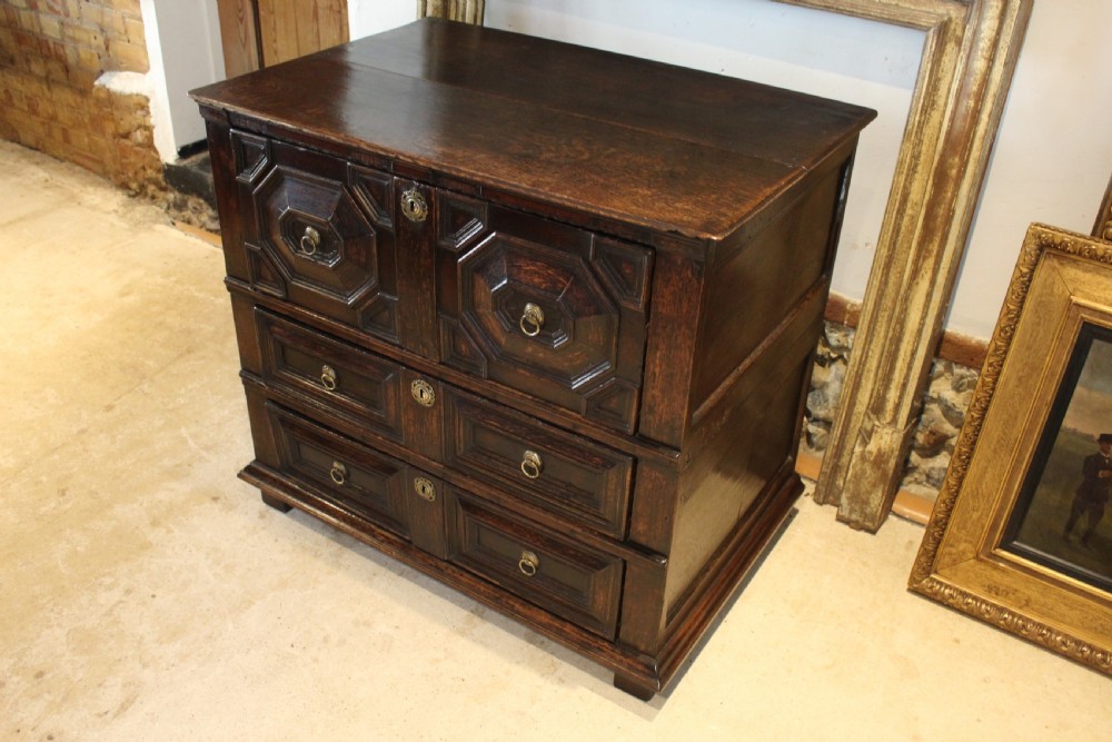 Chest of drawers exceptional Charles II small Oak c1680 View VI