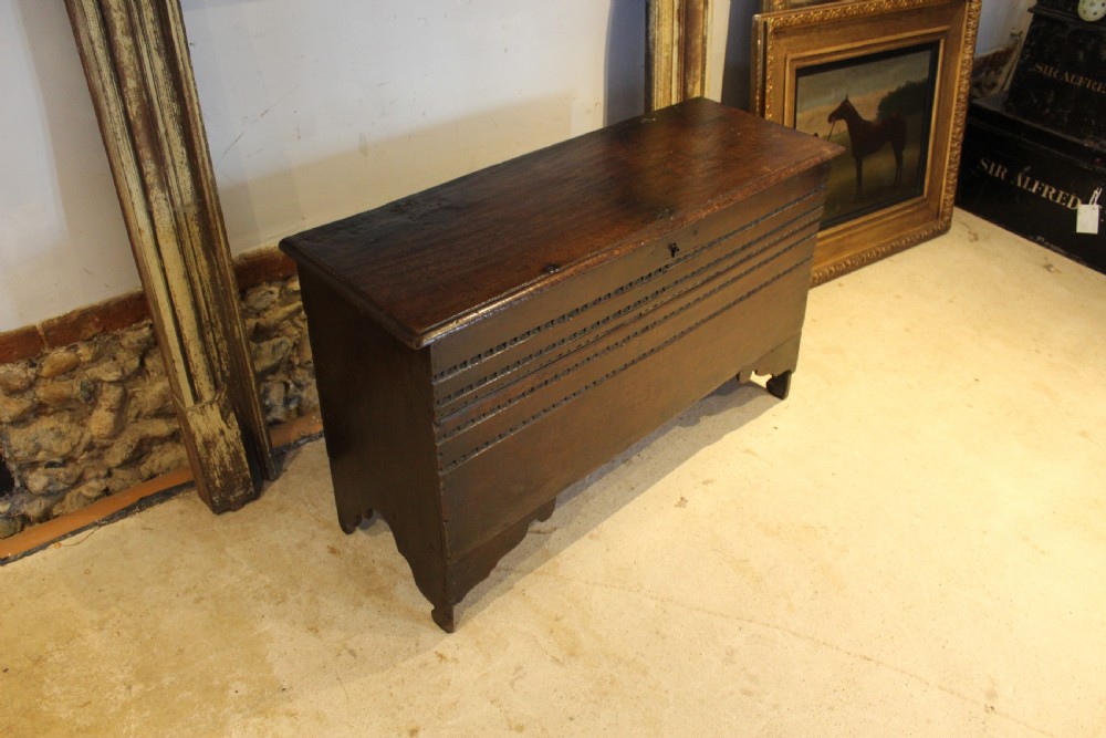 Coffer chest rare 17th century Oak six plank c1690 View IX