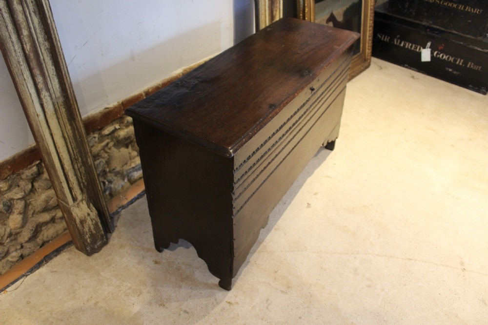 Coffer chest rare 17th century Oak six plank c1690 View X