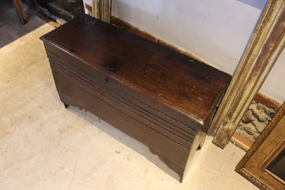 Coffer chest rare 17th century Oak six plank c1690 View XI