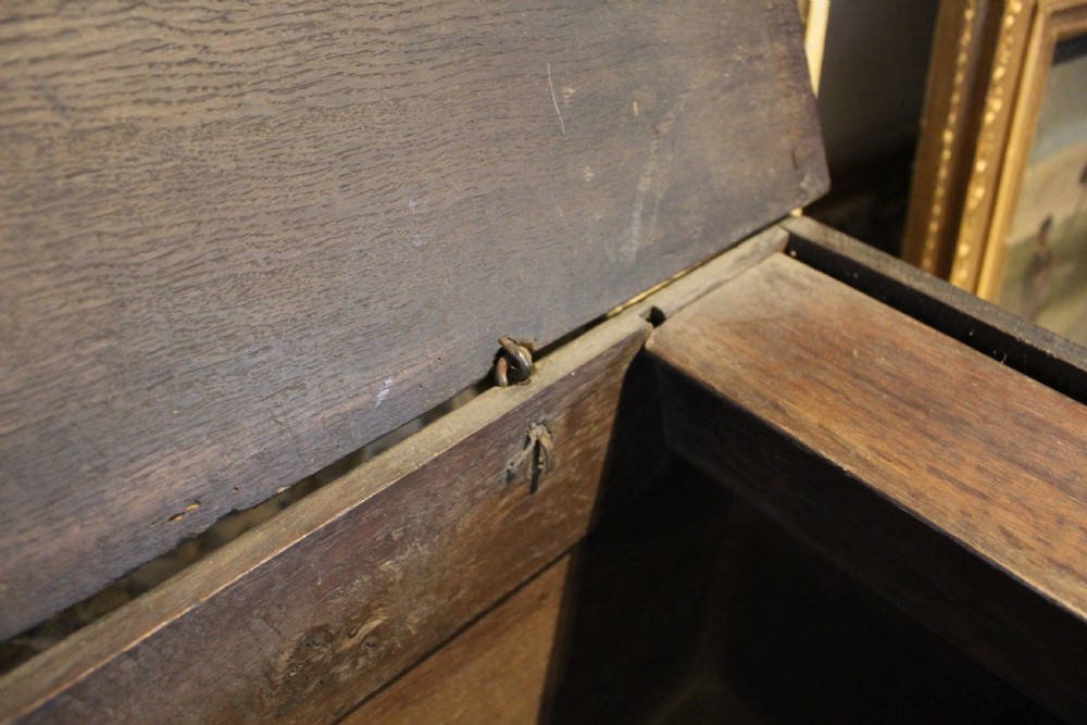 Coffer chest rare 17th century Oak six plank c1690 View XIII
