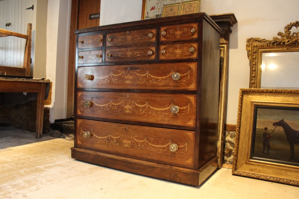 Chest of drawers fine inlaid Rosewood Victorian c1870 Edwards and Roberts