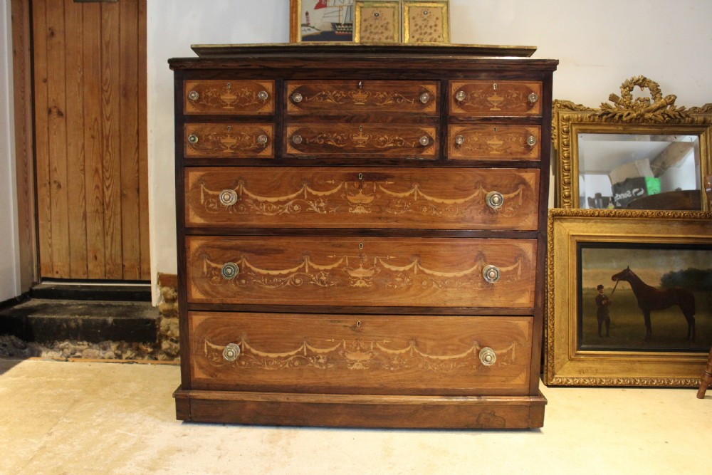 Chest of drawers fine inlaid Rosewood Victorian c1870 Edwards and Roberts View IV