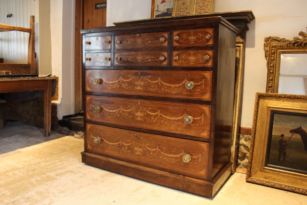 Chest of drawers fine inlaid Rosewood Victorian c1870 Edwards and Roberts View IX