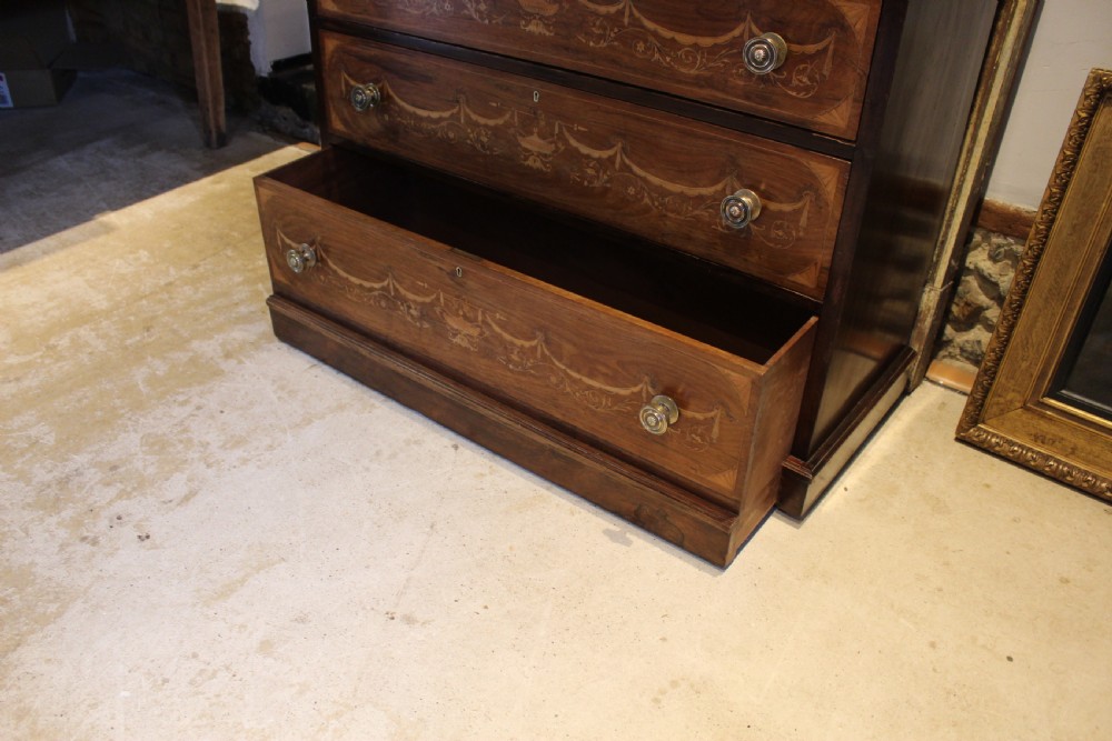 Chest of drawers fine inlaid Rosewood Victorian c1870 Edwards and Roberts View X