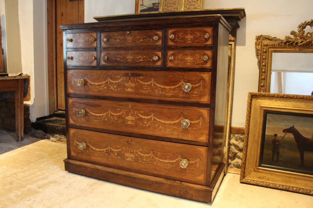 Chest of drawers fine inlaid Rosewood Victorian c1870 Edwards and Roberts View XII