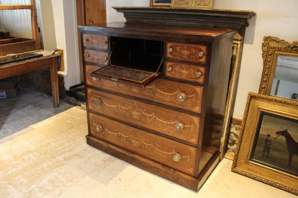 Chest of drawers fine inlaid Rosewood Victorian c1870 Edwards and Roberts View XVI