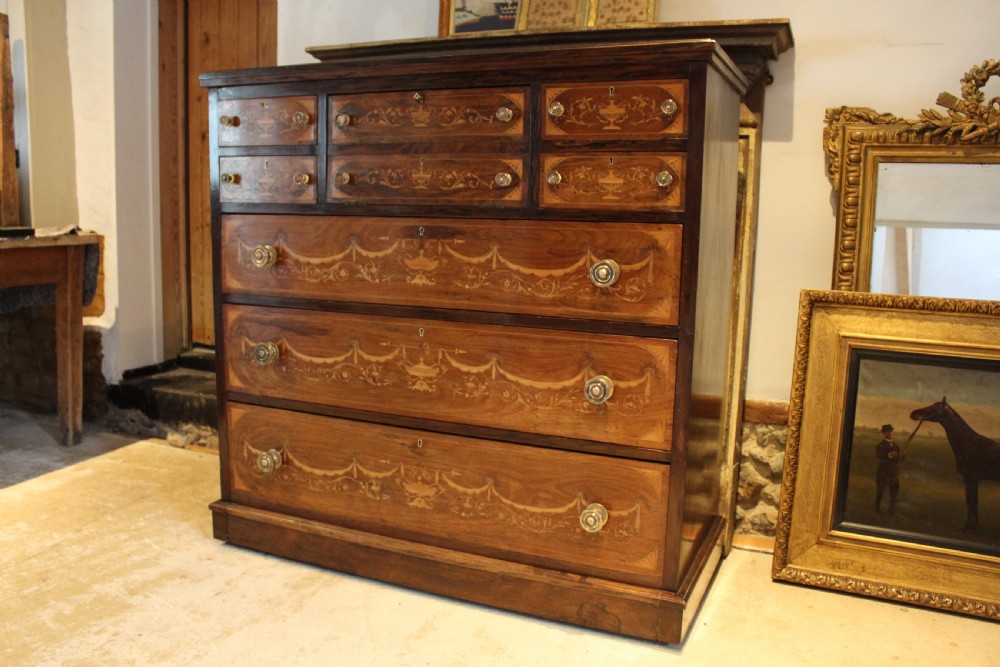 Chest of drawers fine inlaid Rosewood Victorian c1870 Edwards and Roberts View XVII