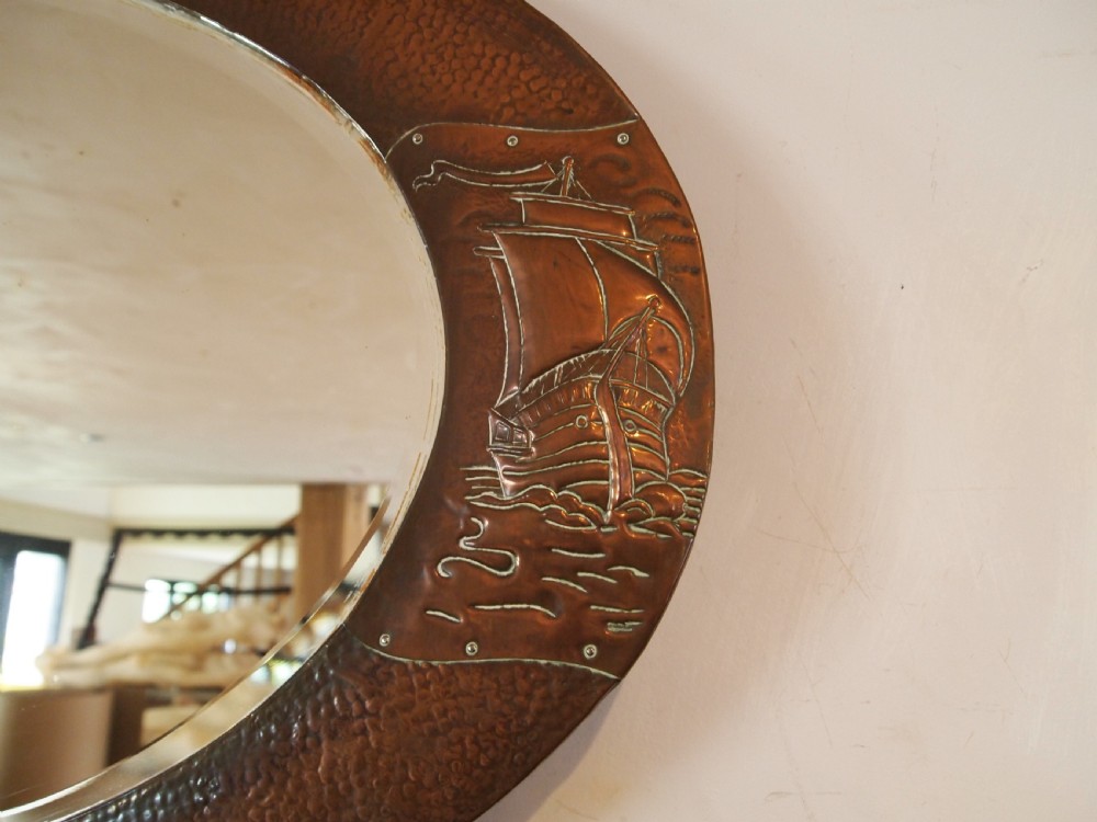 Mirror Arts and Crafts Copper Newlyn attr c1900 View II