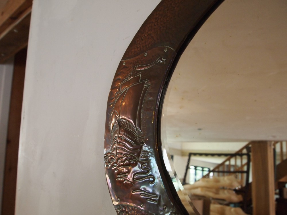 Mirror Arts and Crafts Copper Newlyn attr c1900 View III