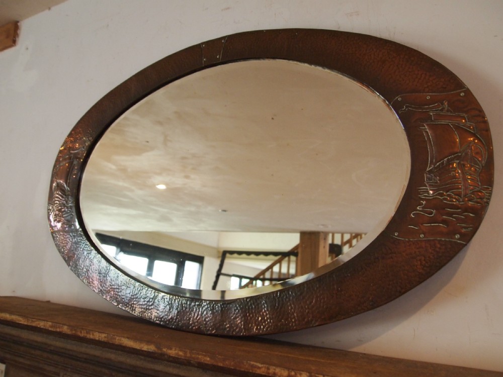 Mirror Arts and Crafts Copper Newlyn attr c1900 View VII