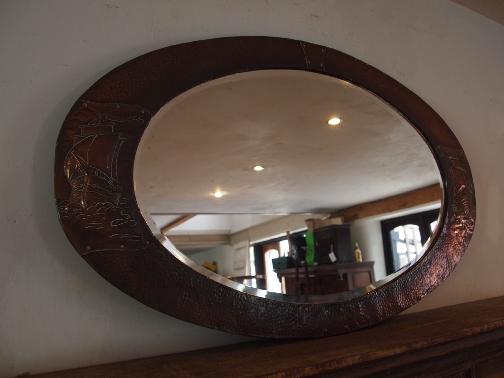 Mirror Arts and Crafts Copper Newlyn attr c1900 View VIII