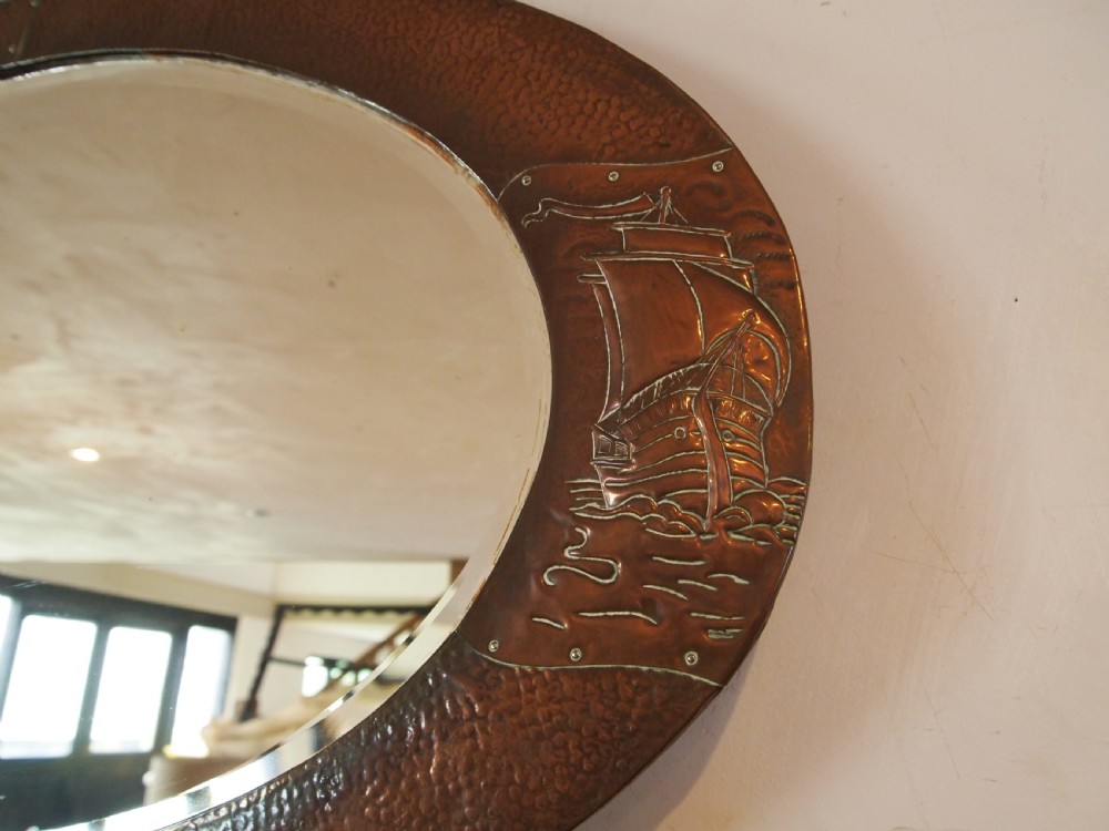 Mirror Arts and Crafts Copper Newlyn attr c1900 View IX