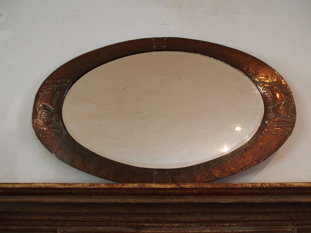 Mirror Arts and Crafts Copper Newlyn attr c1900 View X