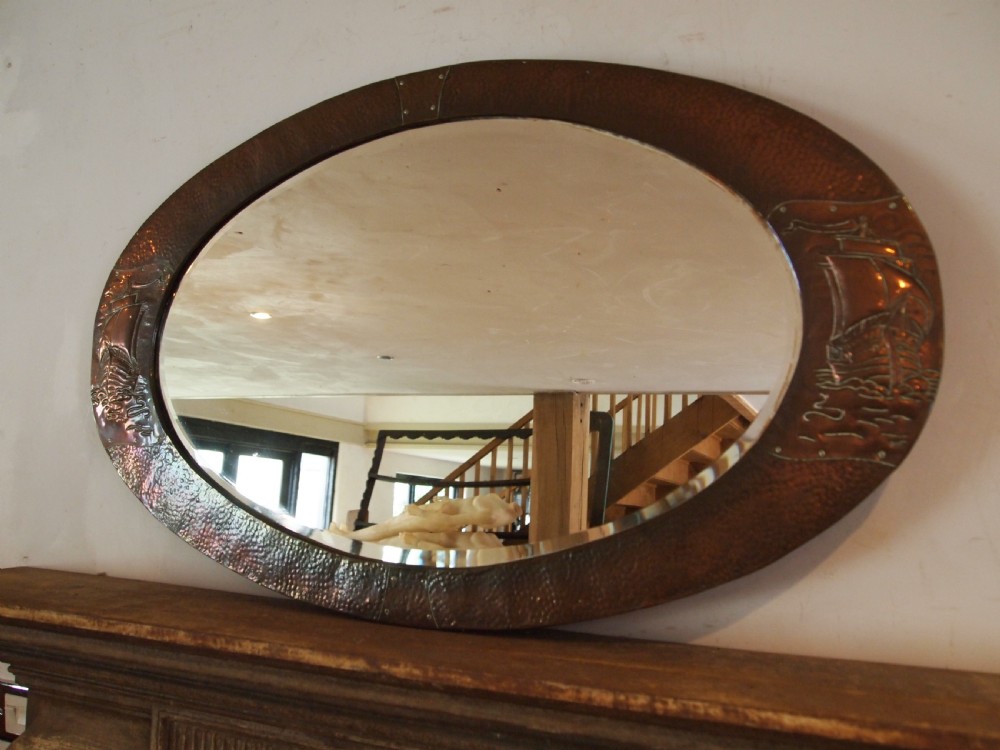 Mirror Arts and Crafts Copper Newlyn attr c1900 View XI