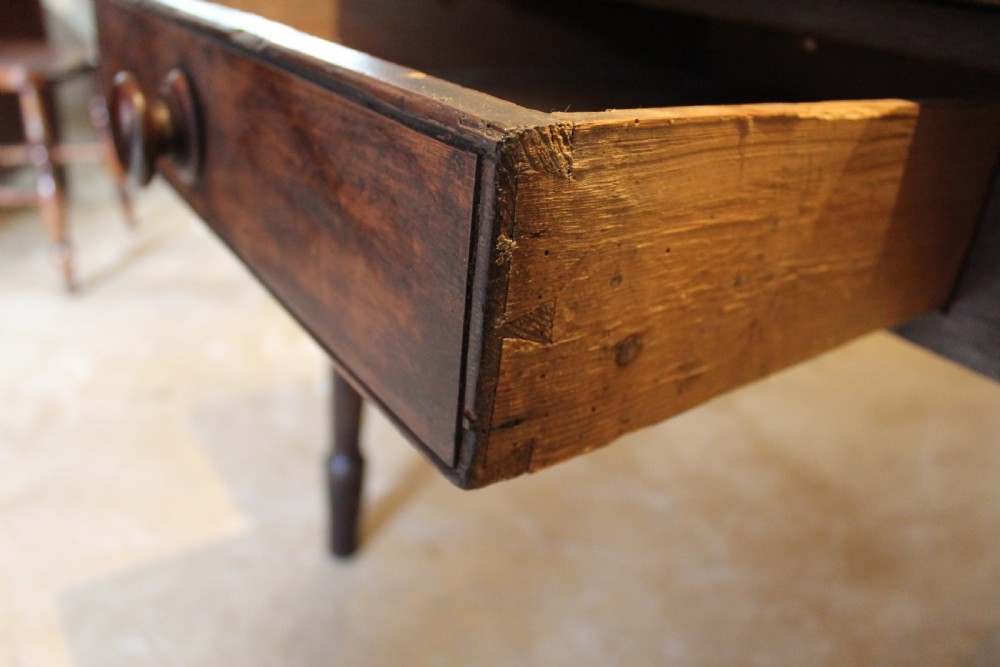 Table refectory farmhouse rare Burr oak seats 8 c1820 View IV