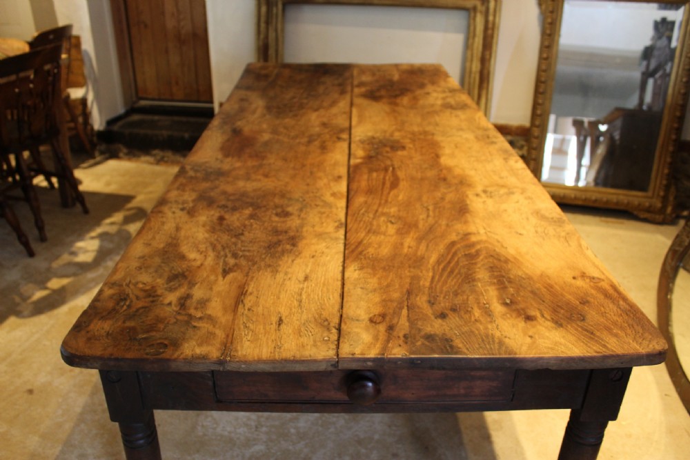 Table refectory farmhouse rare Burr oak seats 8 c1820 View VI