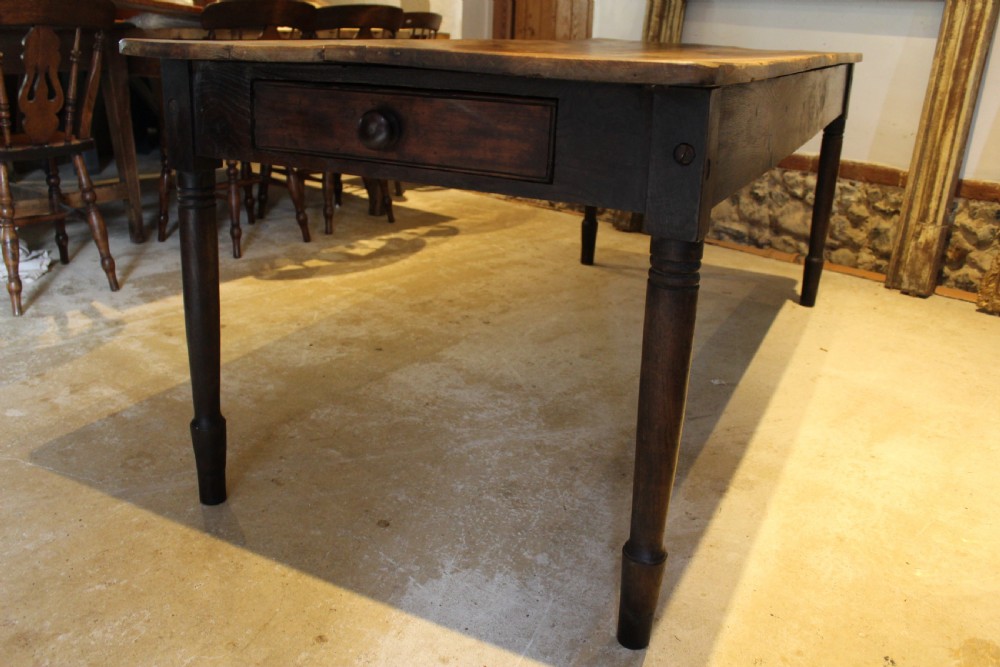 Table refectory farmhouse rare Burr oak seats 8 c1820 View VII