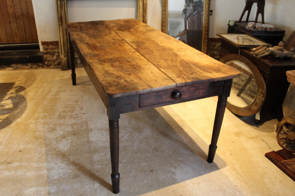 Table refectory farmhouse rare Burr oak seats 8 c1820 View X