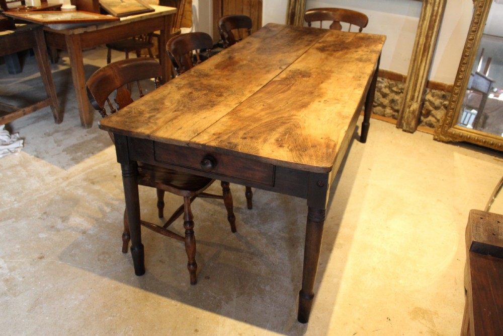 Table refectory farmhouse rare Burr oak seats 8 c1820 View XIII