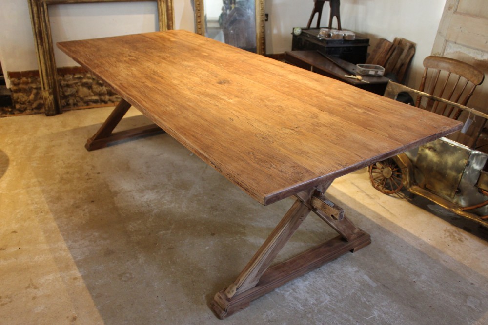 Table refectory dining farmhouse rare teak seats 10 c1930