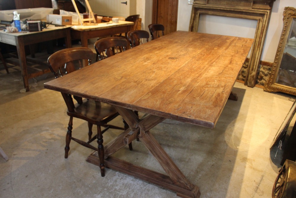 Table refectory dining farmhouse rare teak seats 10 c1930 View IV