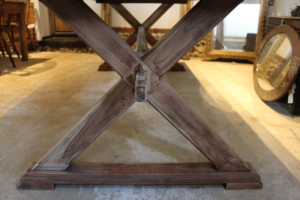 Table refectory dining farmhouse rare teak seats 10 c1930 View VI