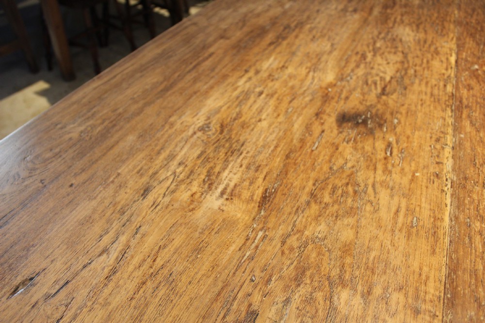 Table refectory dining farmhouse rare teak seats 10 c1930 View VII