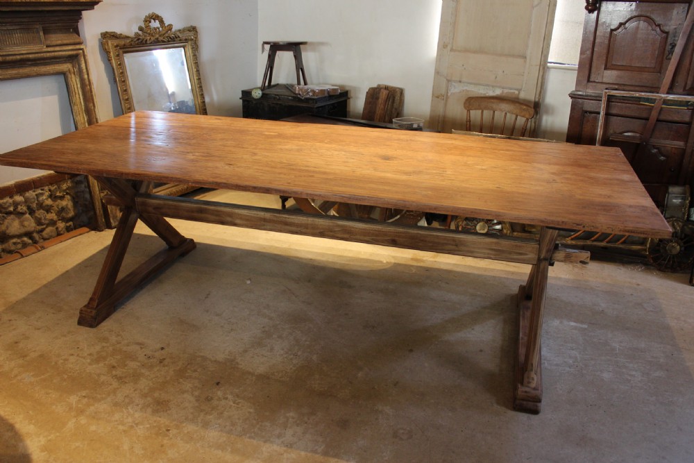 Table refectory dining farmhouse rare teak seats 10 c1930 View VIII